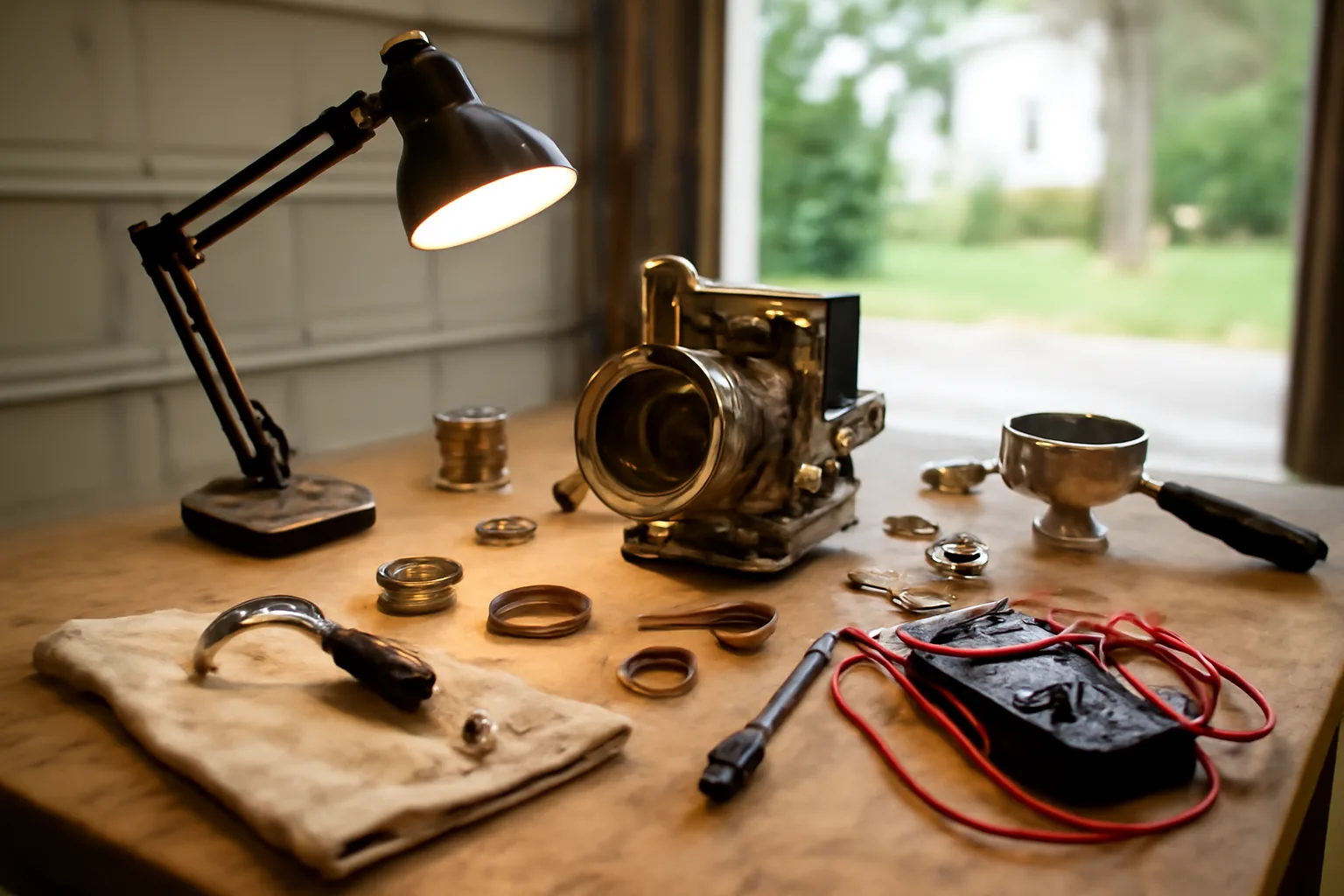 Espresso machine repair tools spread across a workbench in Arkansas